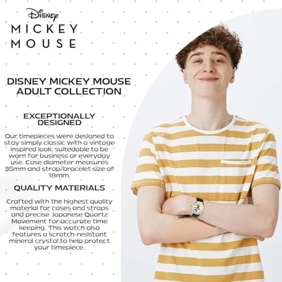 NWT - Disney Mickey Mouse Men's Gold Cardiff Alloy Watch - Picture 11 of 16